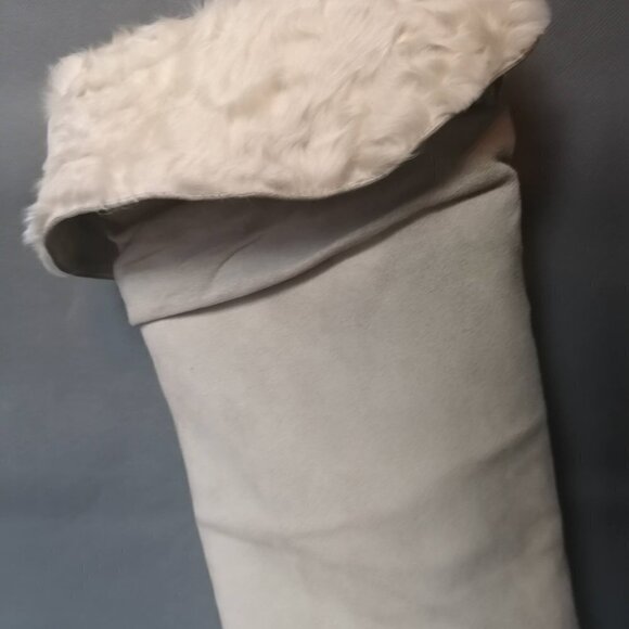 Y2K Vintage White Over-the-knee suede leather Sherpa Boots  - TheStyleMinr.com - Picture 6 of 7
